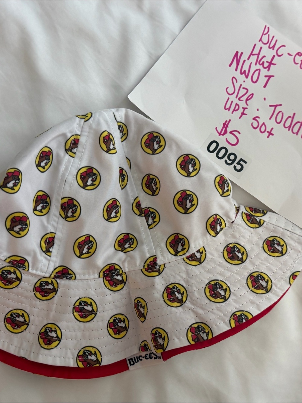 Buc-ee's White & Red Toddler Bucket Hat